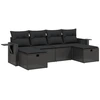 Image de vidaXL Ensemble de salon de jardin 6 pièces avec coussins noir poly rotin