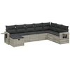 Image de vidaXL Ensemble de jardin canapé 8 pièces avec coussins gris clair Poly rotin