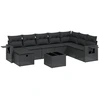 Image de vidaXL Ensemble de salon de jardin 9 pièces avec coussins noir poly rotin