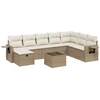 Image de vidaXL Ensemble de salon de jardin 9 pièces avec coussins beige Poly rotin