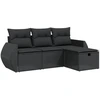 Image de vidaXL Ensemble de salon de jardin 4 pièces avec coussins noir poly rotin