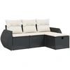 Image de vidaXL Ensemble de salon de jardin 4 pièces avec coussins noir poly rotin