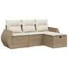 Image de vidaXL Ensemble de salon de jardin 4 pièces avec coussins Beige Poly Rattan