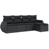 Image de vidaXL Ensemble de salon de jardin 5 pièces avec coussins noir poly rotin