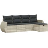 Image de vidaXL Ensemble de salon de jardin 5 pièces avec coussins gris clair Poly rotin