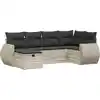 Image de vidaXL Ensemble de salon de jardin 6 pièces avec coussins gris clair Poly rotin