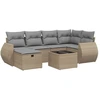 Image de vidaXL Ensemble de salon de jardin 7 pièces avec coussins Beige Poly Rattan