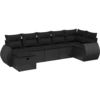 Image de vidaXL Ensemble de salon de jardin 7 pièces avec coussins noir poly rotin