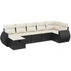 Image de vidaXL Ensemble de salon de jardin 7 pièces avec coussins noir poly rotin