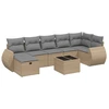Image de vidaXL Ensemble de jardin canapé 8 pièces avec coussins Beige Poly Rattan
