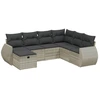 Image de vidaXL Ensemble de salon de jardin 7 pièces avec coussins gris clair Poly rotin