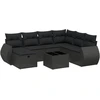 Image de vidaXL Ensemble de jardin canapé 8 pièces avec coussins noir poly rotin