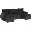Image de vidaXL Ensemble de salon de jardin 6 pièces avec coussins noir poly rotin