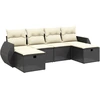 Image de vidaXL Ensemble de salon de jardin 6 pièces avec coussins noir poly rotin