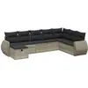 Image de vidaXL Ensemble de jardin canapé 8 pièces avec coussins gris clair Poly rotin