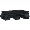 Image de vidaXL Ensemble de salon de jardin 9 pièces avec coussins noir poly rotin