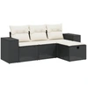 Image de vidaXL Ensemble de salon de jardin 4 pièces avec coussins noir poly rotin