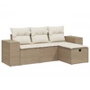 Image de vidaXL Ensemble de salon de jardin 4 pièces avec coussins Beige Poly Rattan
