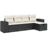 Image de vidaXL Ensemble de salon de jardin 5 pièces avec coussins noir poly rotin