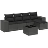 Image de ensemble de salon de jardin 6 pièces avec coussins Noir Poly Rattan