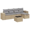 Image de ensemble de salon de jardin 6 pièces avec coussins Beige Poly Rattan