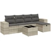 Image de vidaXL Ensemble de salon de jardin 6 pièces avec coussins gris clair Poly rotin
