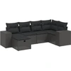 Image de vidaXL Ensemble de salon de jardin 6 pièces avec coussins noir poly rotin