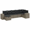 Image de vidaXL Ensemble de salon de jardin 7 pièces avec coussins gris clair Poly rotin
