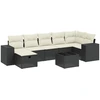 Image de vidaXL Ensemble de jardin canapé 8 pièces avec coussins noir poly rotin