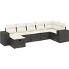 Image de vidaXL Ensemble de salon de jardin 7 pièces avec coussins noir poly rotin