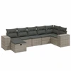 Image de vidaXL Ensemble de salon de jardin 7 pièces avec coussins Gris Poly rotin
