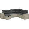 Image de vidaXL Ensemble de salon de jardin 7 pièces avec coussins gris clair Poly rotin