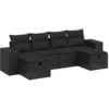 Image de vidaXL Ensemble de salon de jardin 6 pièces avec coussins noir poly rotin