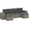 Image de vidaXL Ensemble de salon de jardin 6 pièces avec coussins Gris Poly rotin