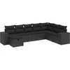 Image de vidaXL Ensemble de jardin canapé 8 pièces avec coussins noir poly rotin