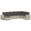 Image de vidaXL Ensemble de jardin canapé 8 pièces avec coussins gris clair Poly rotin