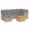 Image de vidaXL Ensemble de salon de jardin 7 pièces avec coussins Beige Poly Rattan