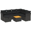 Image de vidaXL Ensemble de jardin canapé 8 pièces avec coussins noir poly rotin