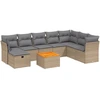 Image de vidaXL Ensemble de salon de jardin 9 pièces avec coussins beige Poly rotin