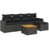Image de vidaXL Ensemble de salon de jardin 6 pièces avec coussins noir poly rotin