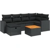 Image de vidaXL Ensemble de salon de jardin 7 pièces avec coussins noir poly rotin