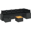 Image de vidaXL Ensemble de jardin canapé 8 pièces avec coussins noir poly rotin