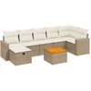 Image de vidaXL Ensemble de jardin canapé 8 pièces avec coussins Beige Poly Rattan