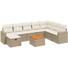 Image de vidaXL Ensemble de salon de jardin 9 pièces avec coussins beige Poly rotin