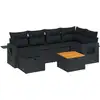Image de vidaXL Ensemble de salon de jardin 7 pièces avec coussins noir poly rotin
