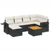 Image de vidaXL Ensemble de salon de jardin 7 pièces avec coussins noir poly rotin