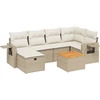 Image de vidaXL Ensemble de salon de jardin 7 pièces avec coussins Beige Poly Rattan