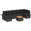 Image de vidaXL Ensemble de jardin canapé 8 pièces avec coussins noir poly rotin