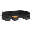 Image de vidaXL Ensemble de salon de jardin 9 pièces avec coussins noir poly rotin