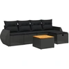 Image de vidaXL Ensemble de salon de jardin 6 pièces avec coussins noir poly rotin